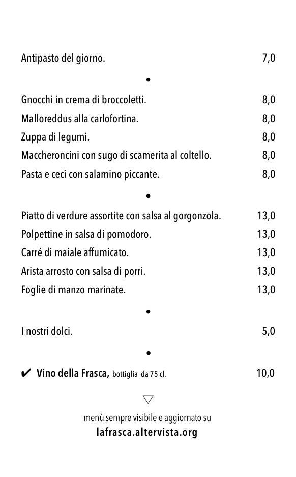 Menu di La Frasca 