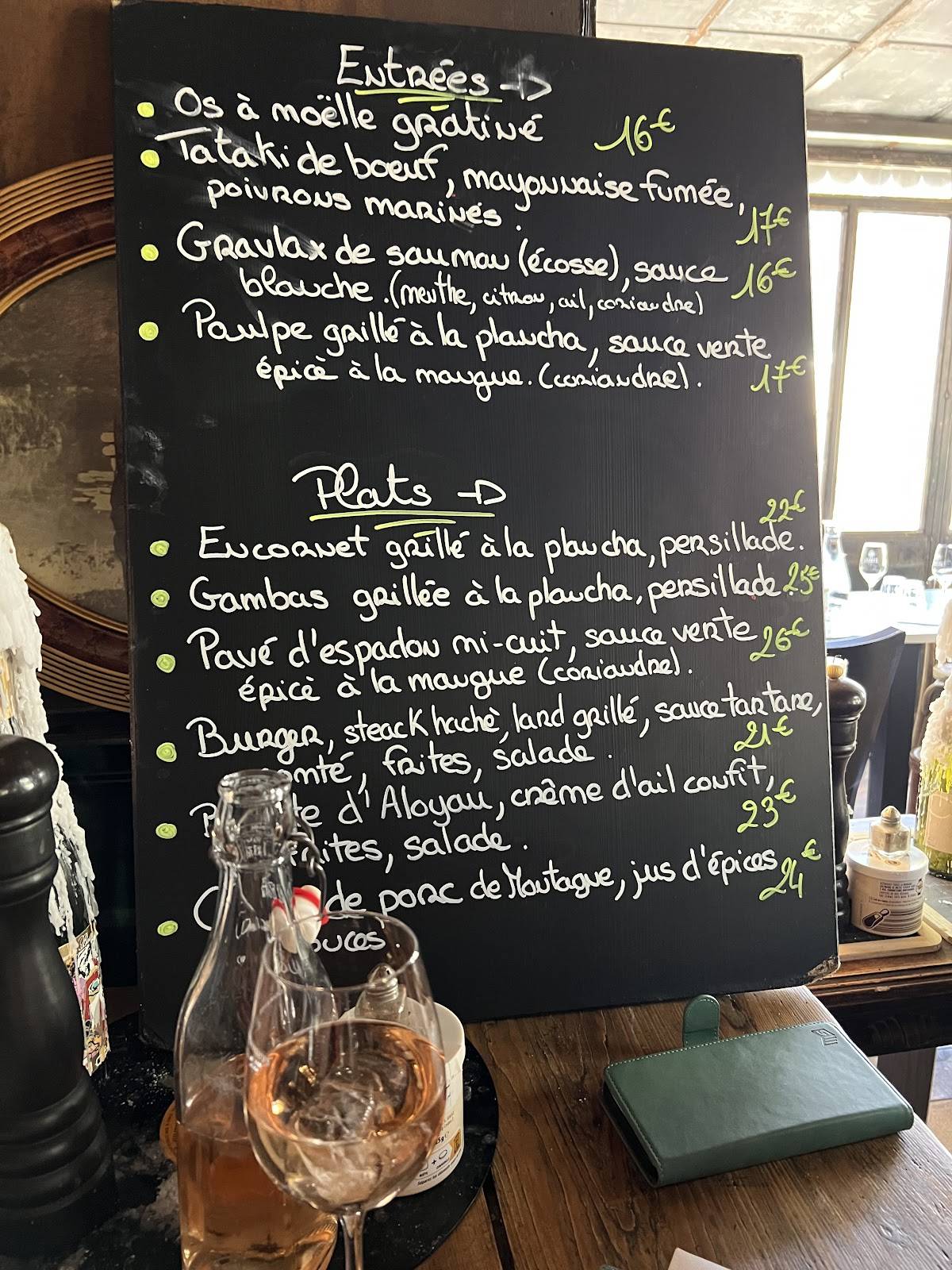 Menu de L'absinthe