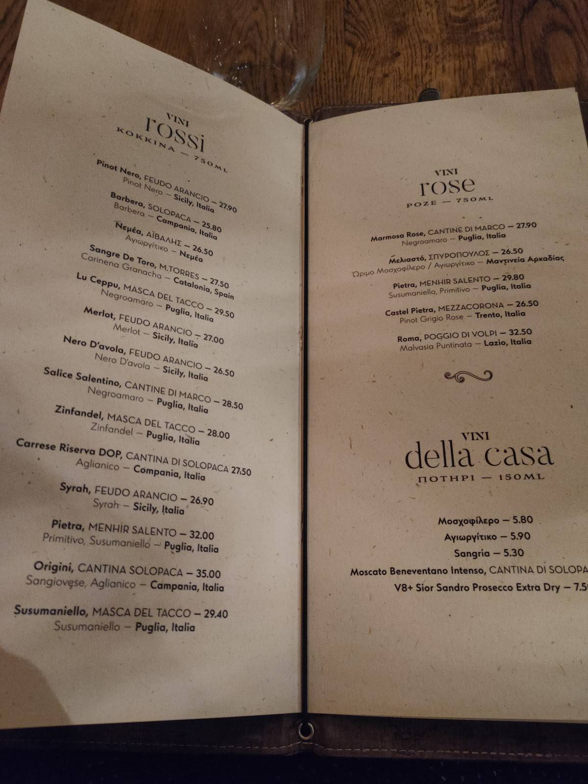 Menu at La Gratella, Chalandri