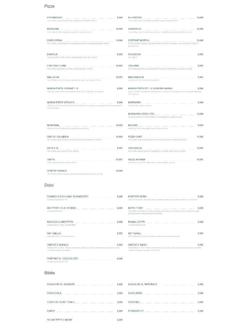 Menu di La Malteria Botanica 