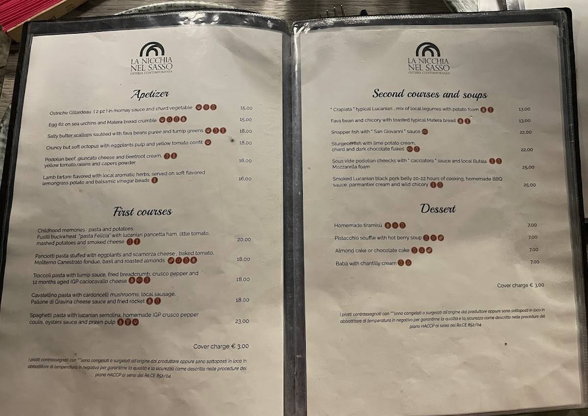 Menu di La Nicchia nel Sasso Osteria Contemporanea 