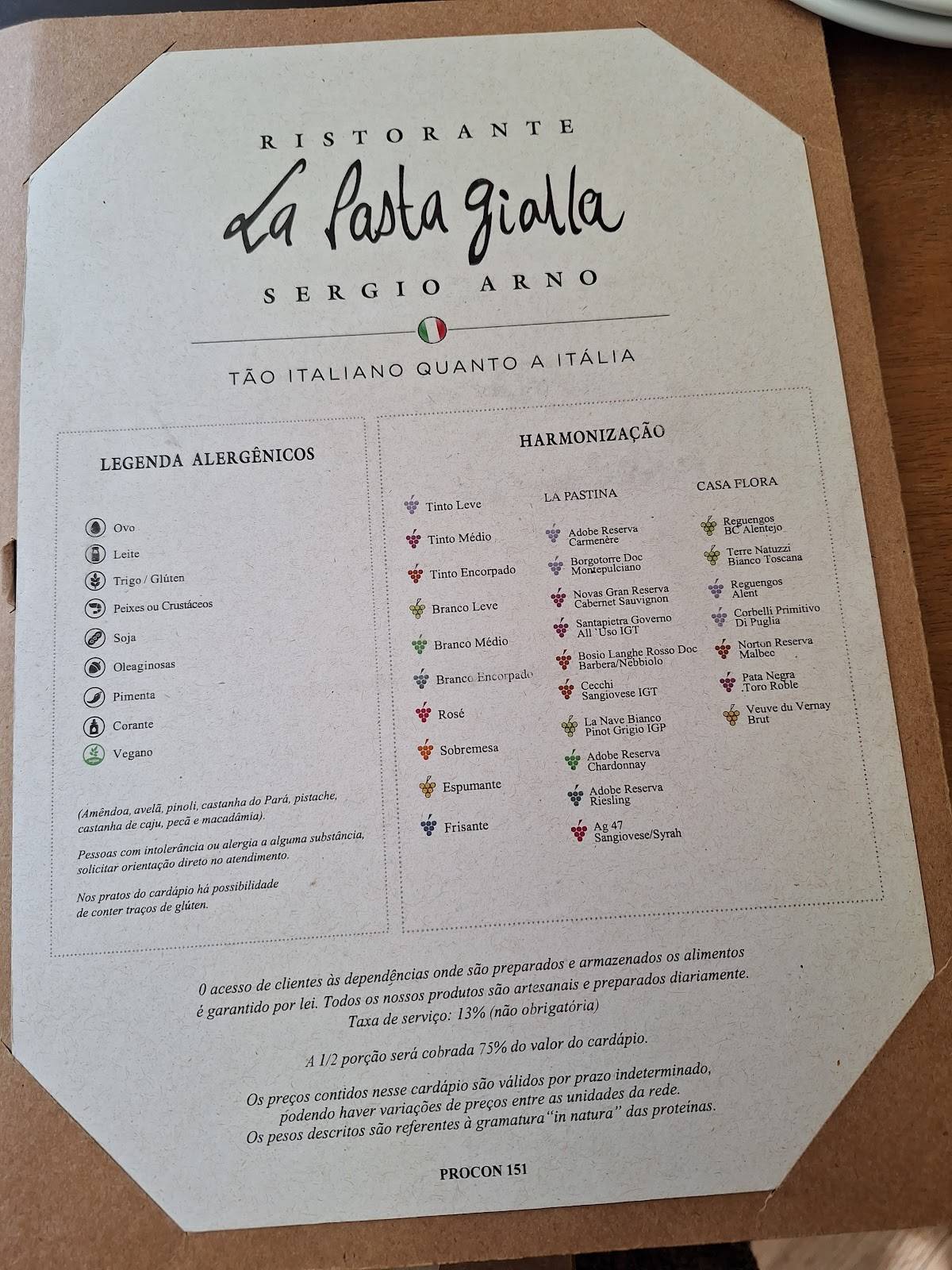 La Pasta Gialla - Tamboré cardápio