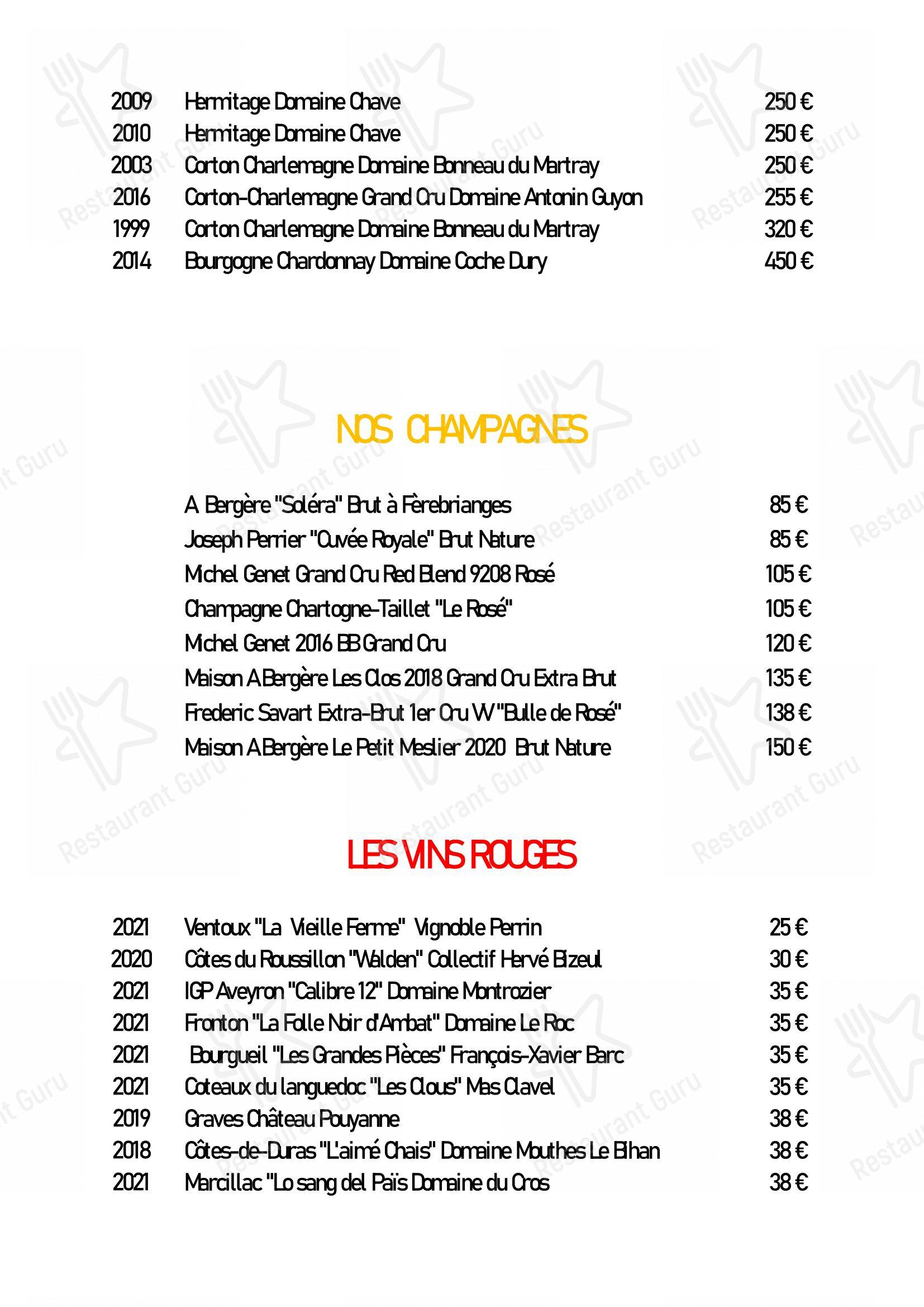 La Petite Régalade dans Paris - Menu bar