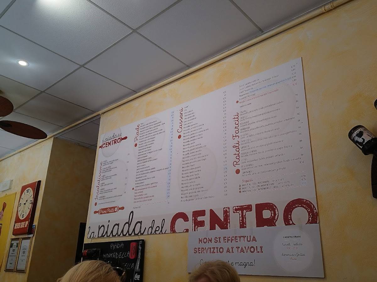 Menu di La Piada del Centro 