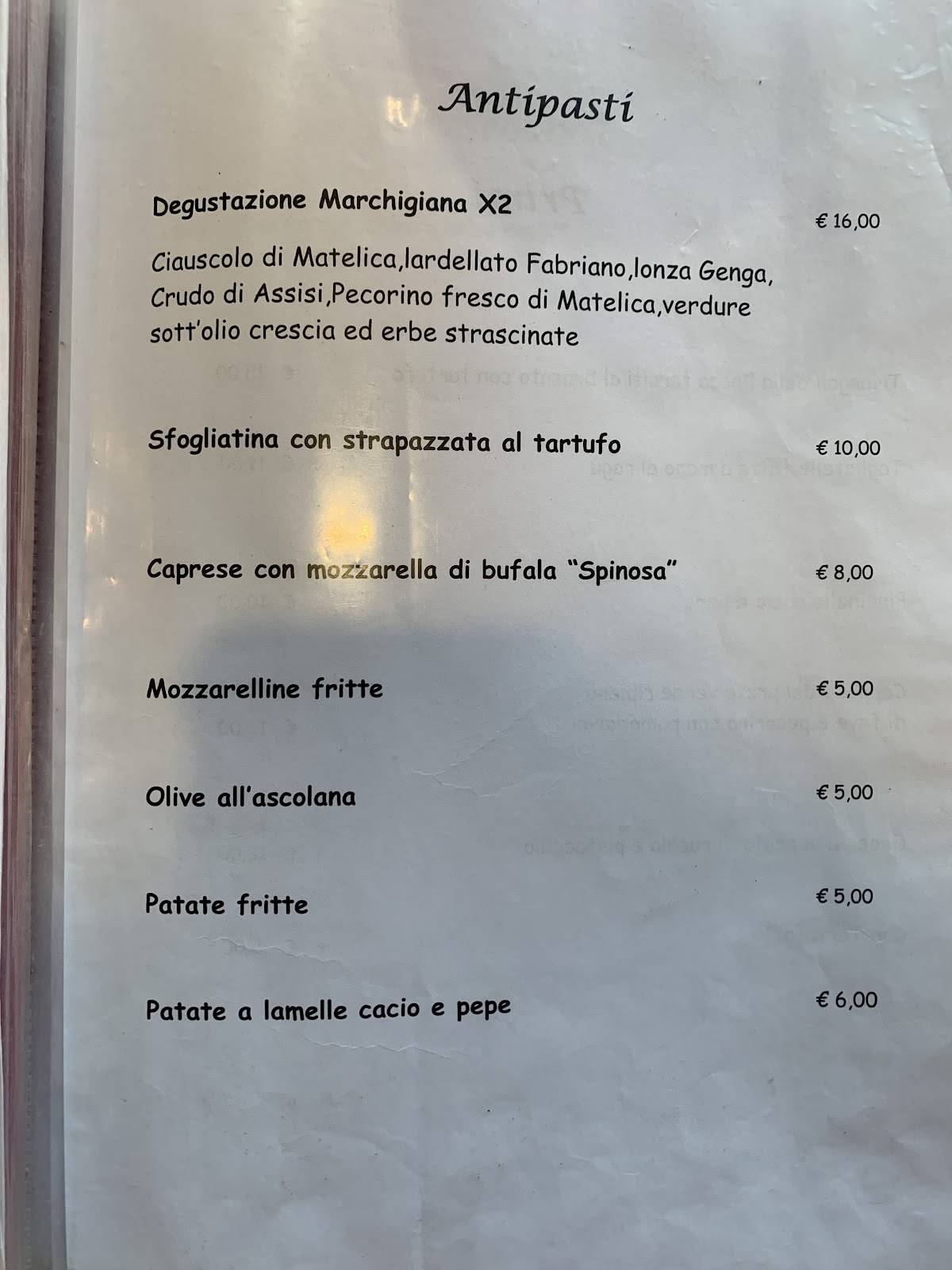 Menu di La Rocca Ristorante Pizzeria 