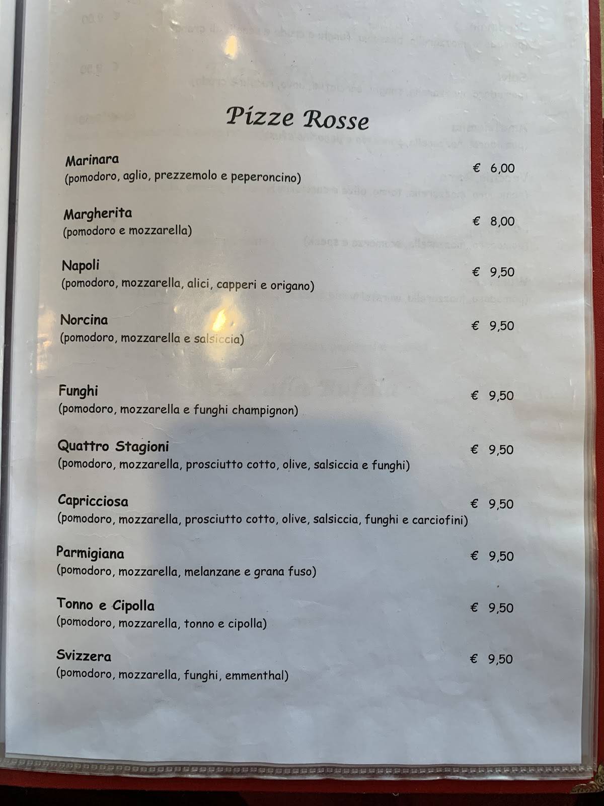 Menu di La Rocca Ristorante Pizzeria 