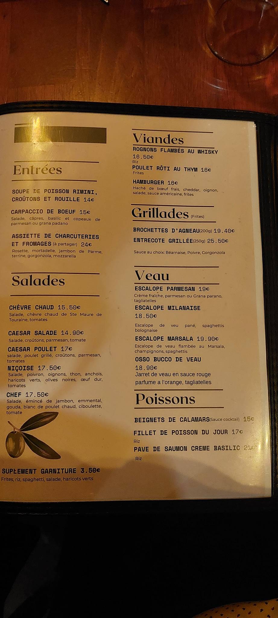 Menu de Restaurant La Romana Tours