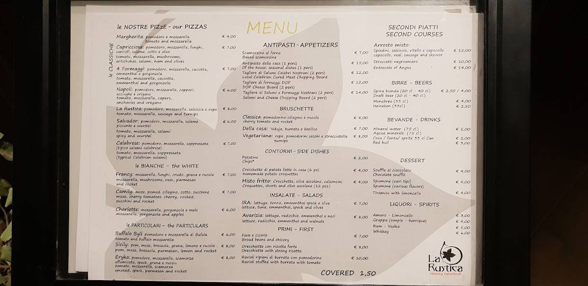 Menu di La Rustica Restaurant & Pizza 