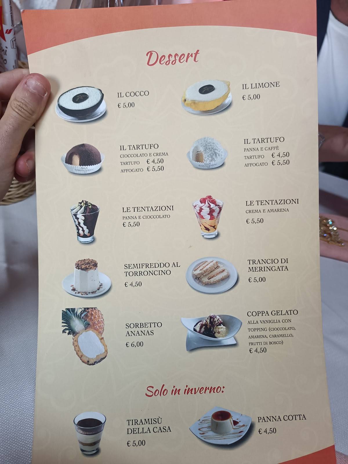 Menu di Ristorante Pizzeria La Sorgente 