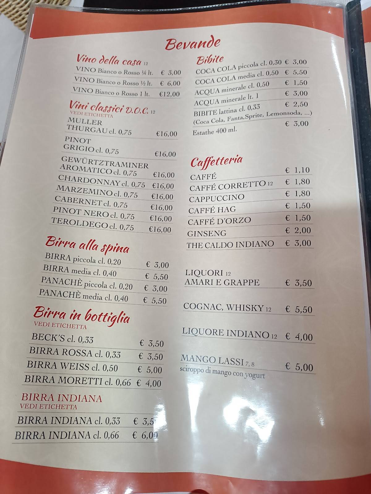 Menu di Ristorante Pizzeria La Sorgente 