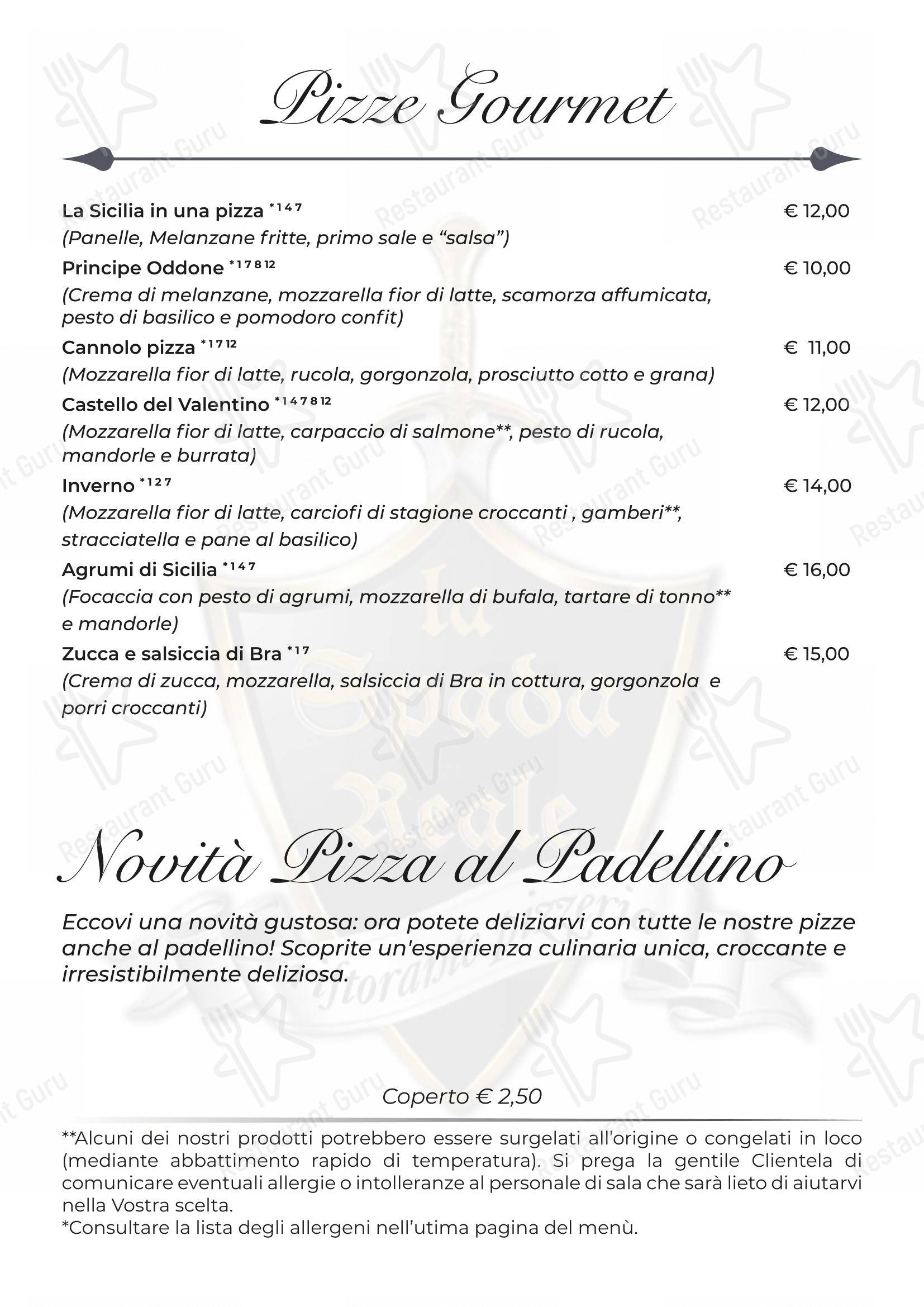 La Spada Reale in Torino - Menu