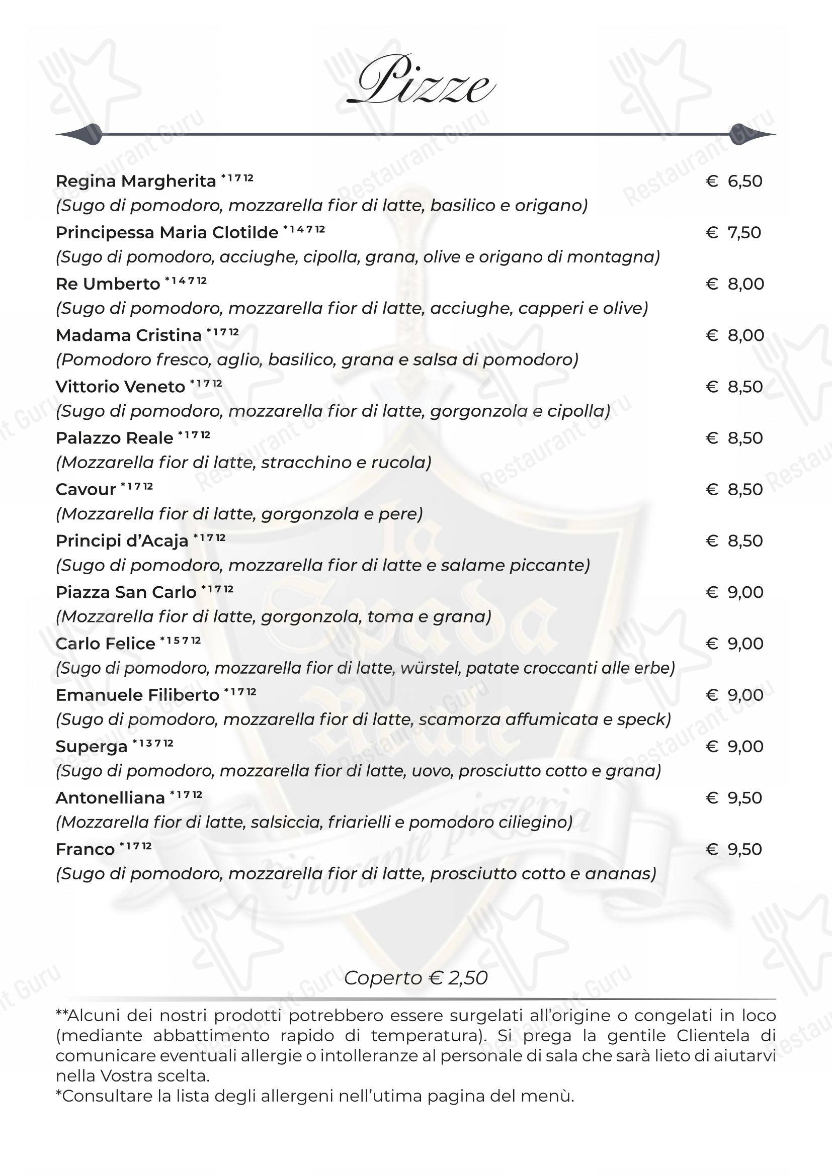 Menu per La Spada Reale ristorante