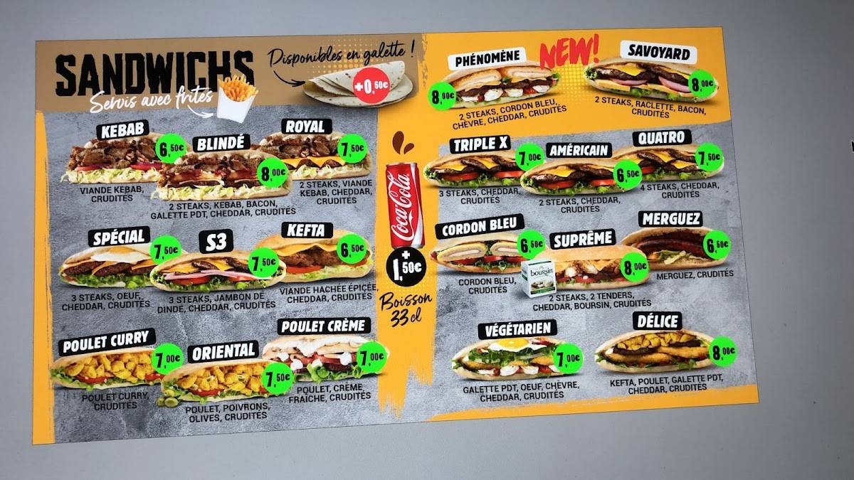 Menu de La Strada. Kebab..tacos..burger..