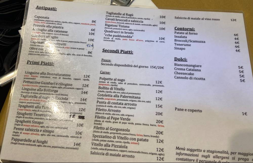 Menu di La Taverna Del Lupo 