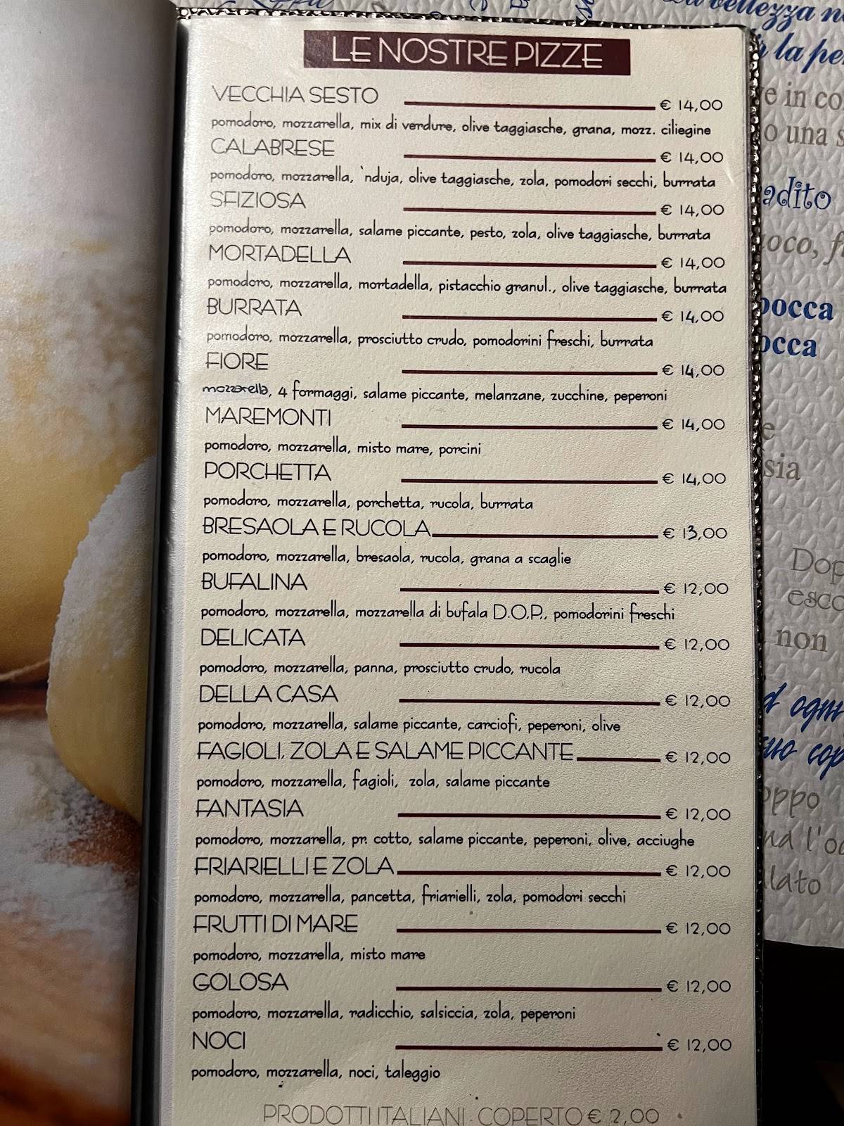 Menu di La Vecchia Sesto 