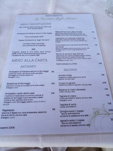 Menu di La taverna degli amici 