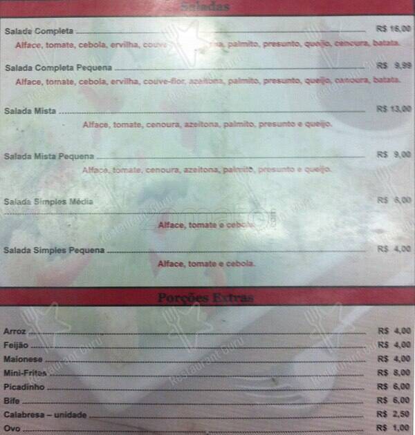 Lanchonete Universitária Grill cardápio