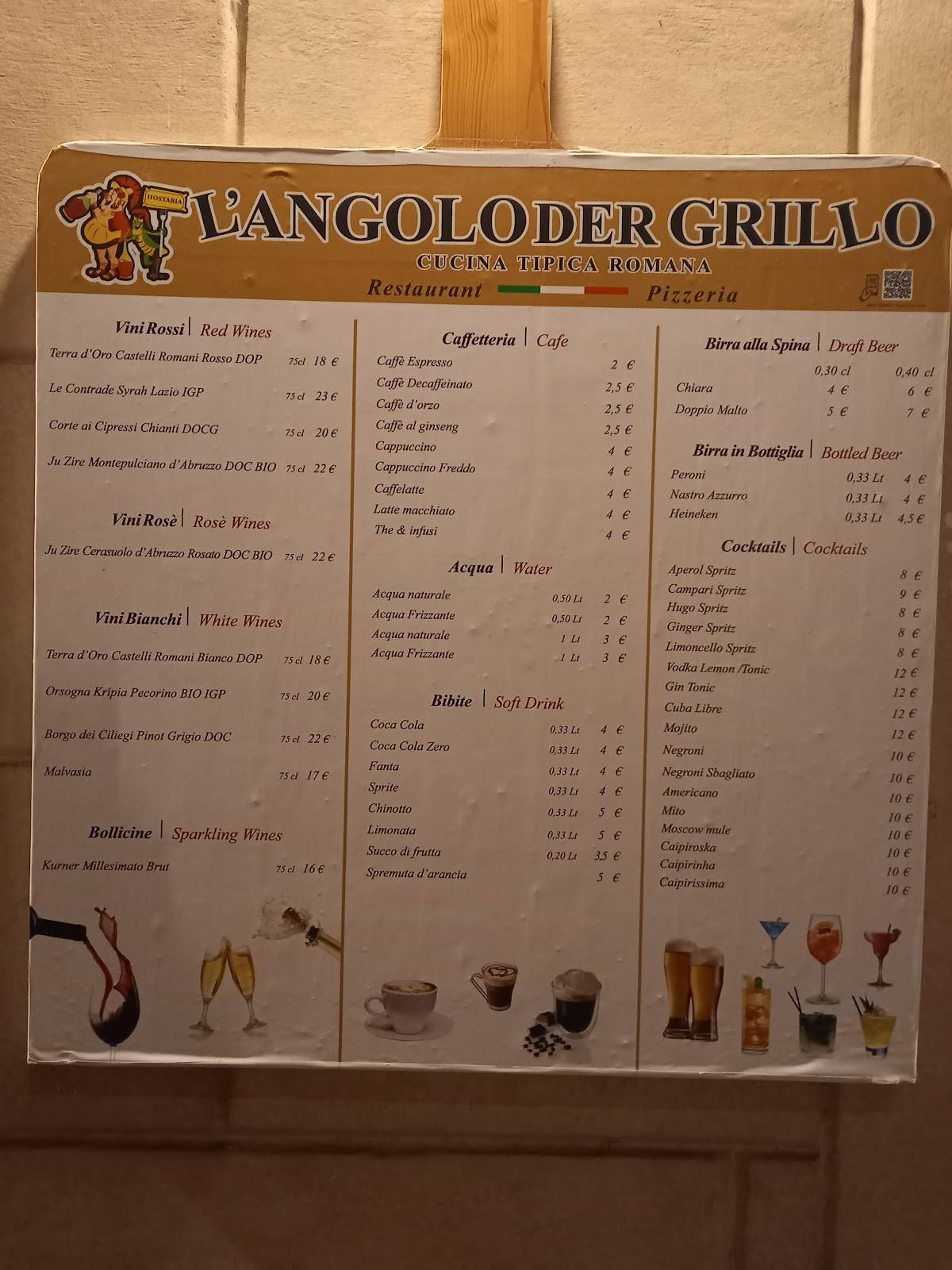 Menu di L'angolo der Grillo 