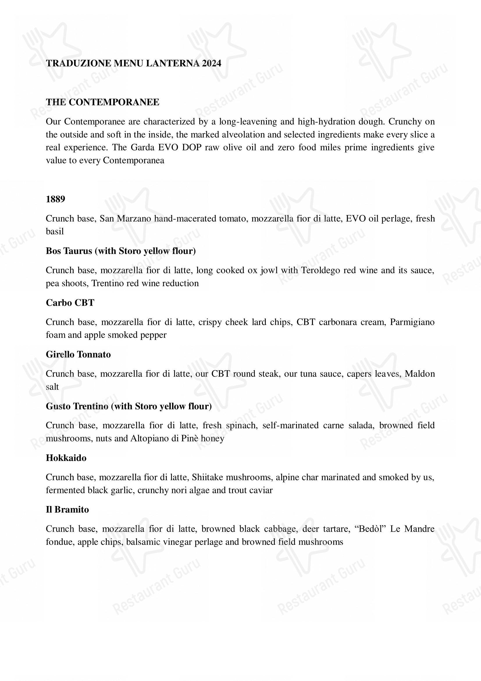 Menu bar per Lanterna Pizzeria & Brew Pub in Montagnaga