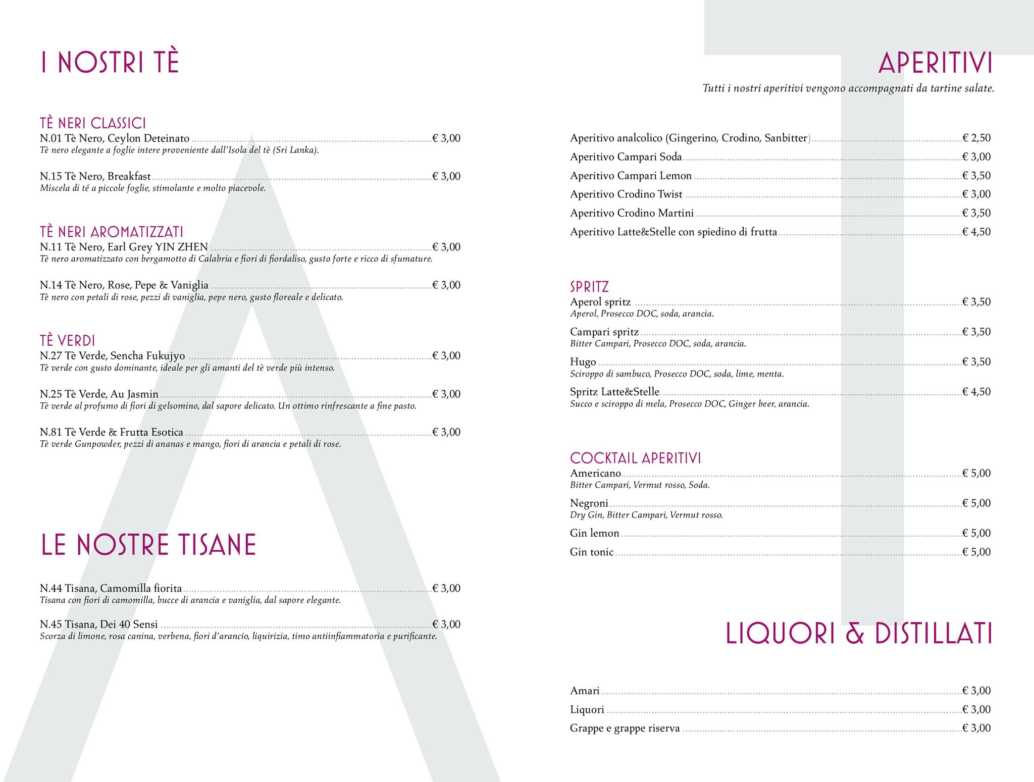 Menu di Latte & Stelle - Gelateria e Pasticceria 