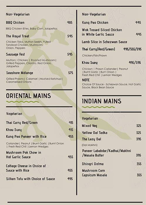 Lazy Shack menu