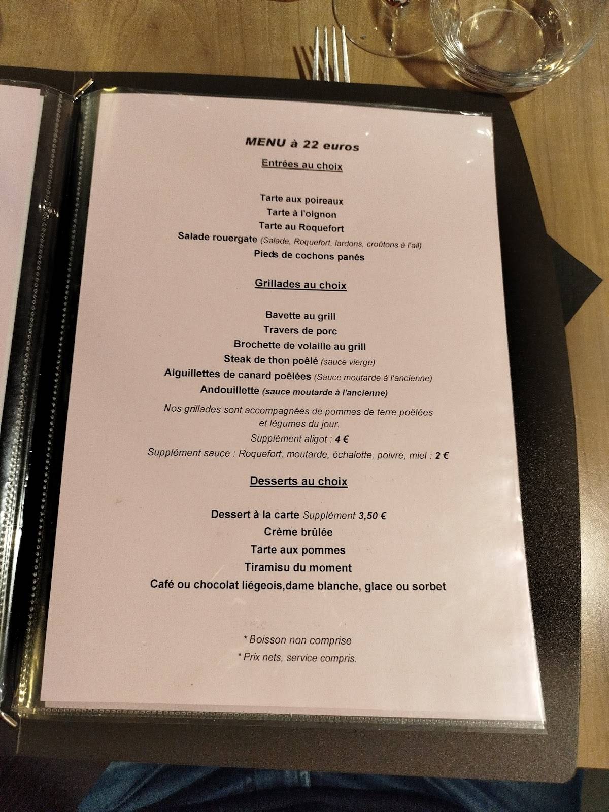 Menu de Le Bistroquet - Grill Restaurant