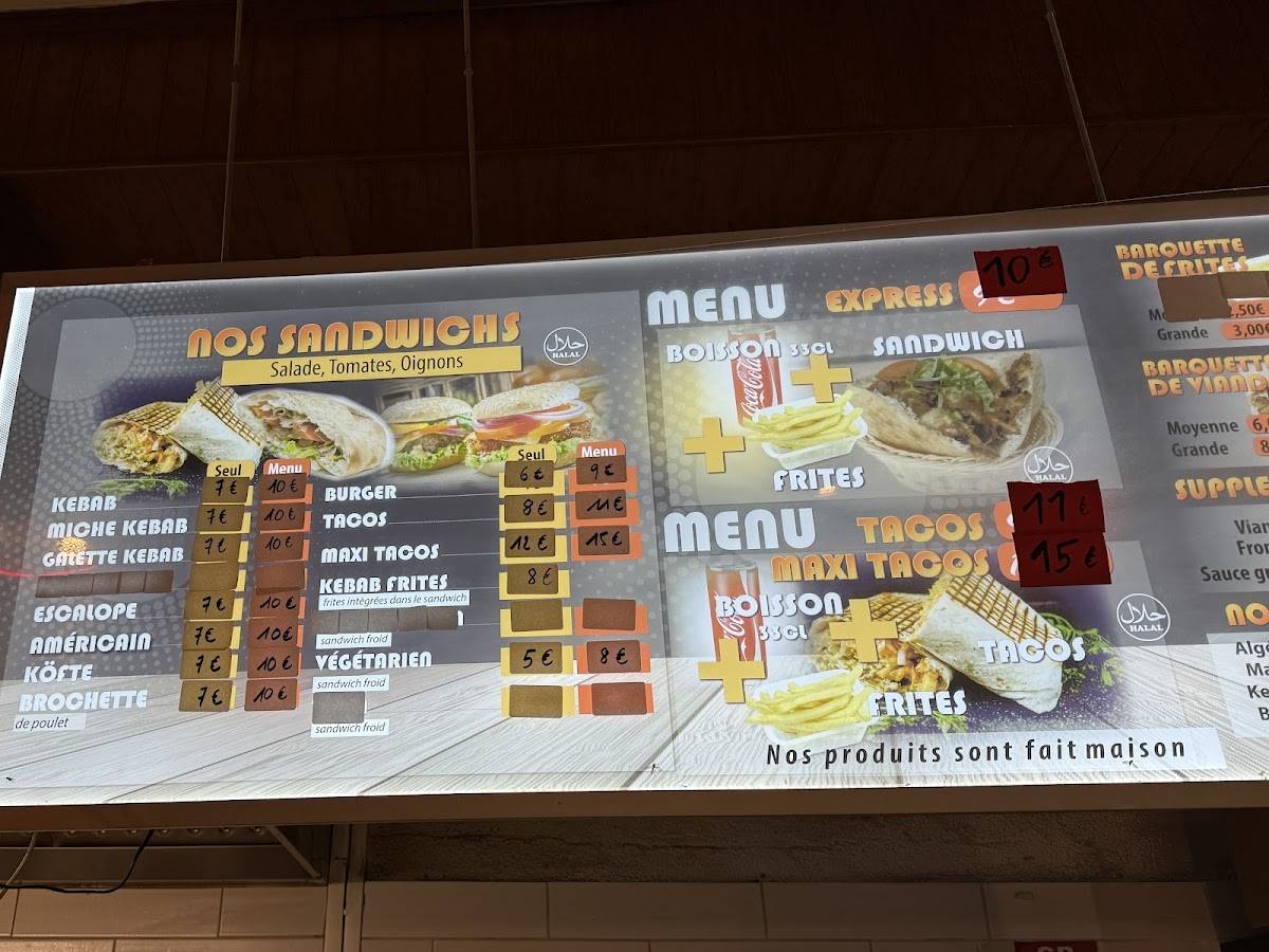 Menu de Le Familial kebab