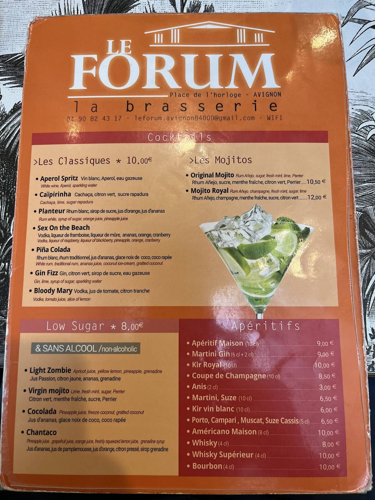 Menu de Le Forum