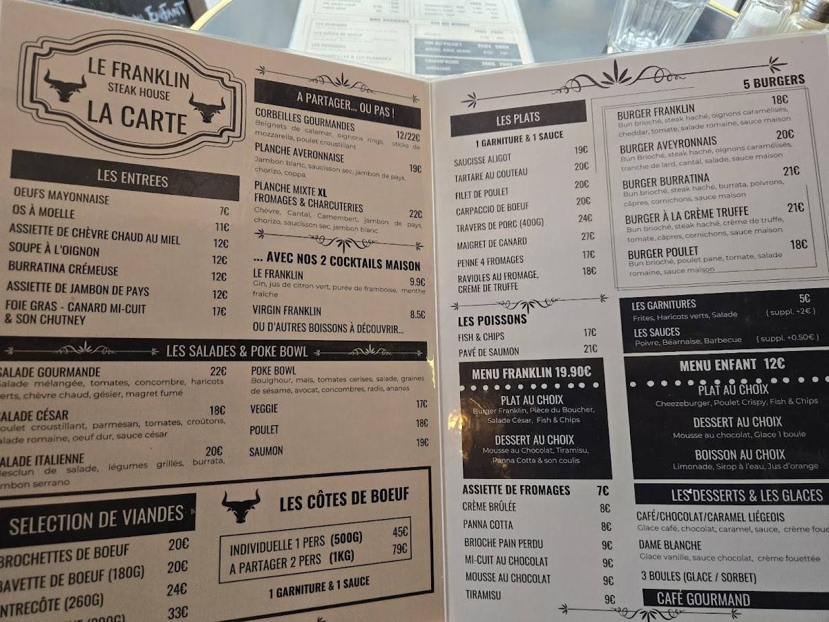 Menu de Le Franklin