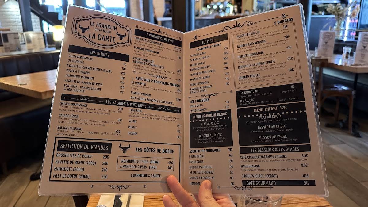Menu de Le Franklin