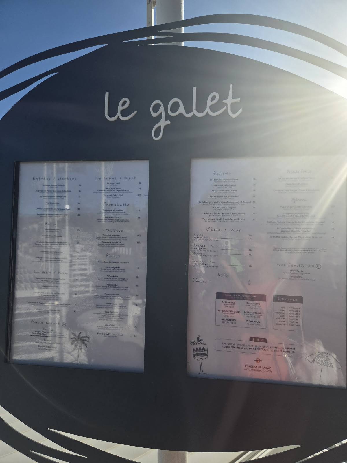 Menu de Le Galet