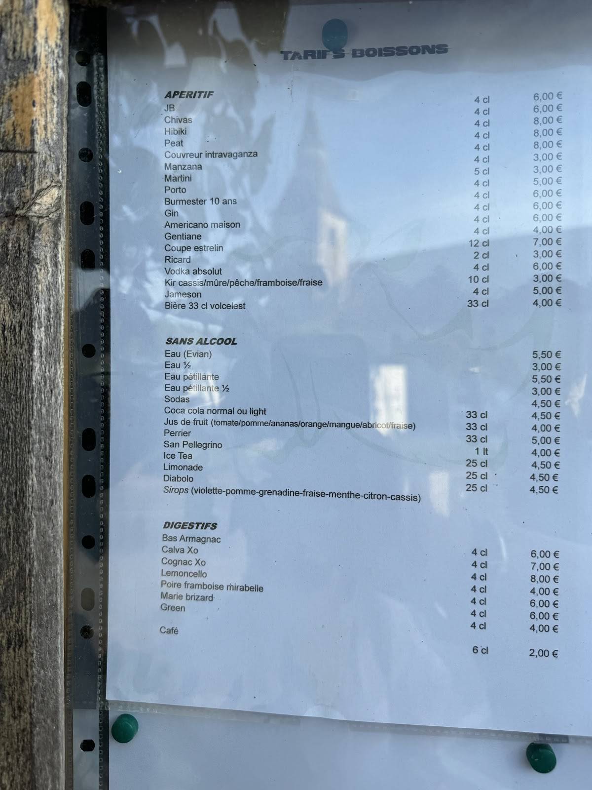 Menu de Le Go-Rhino
