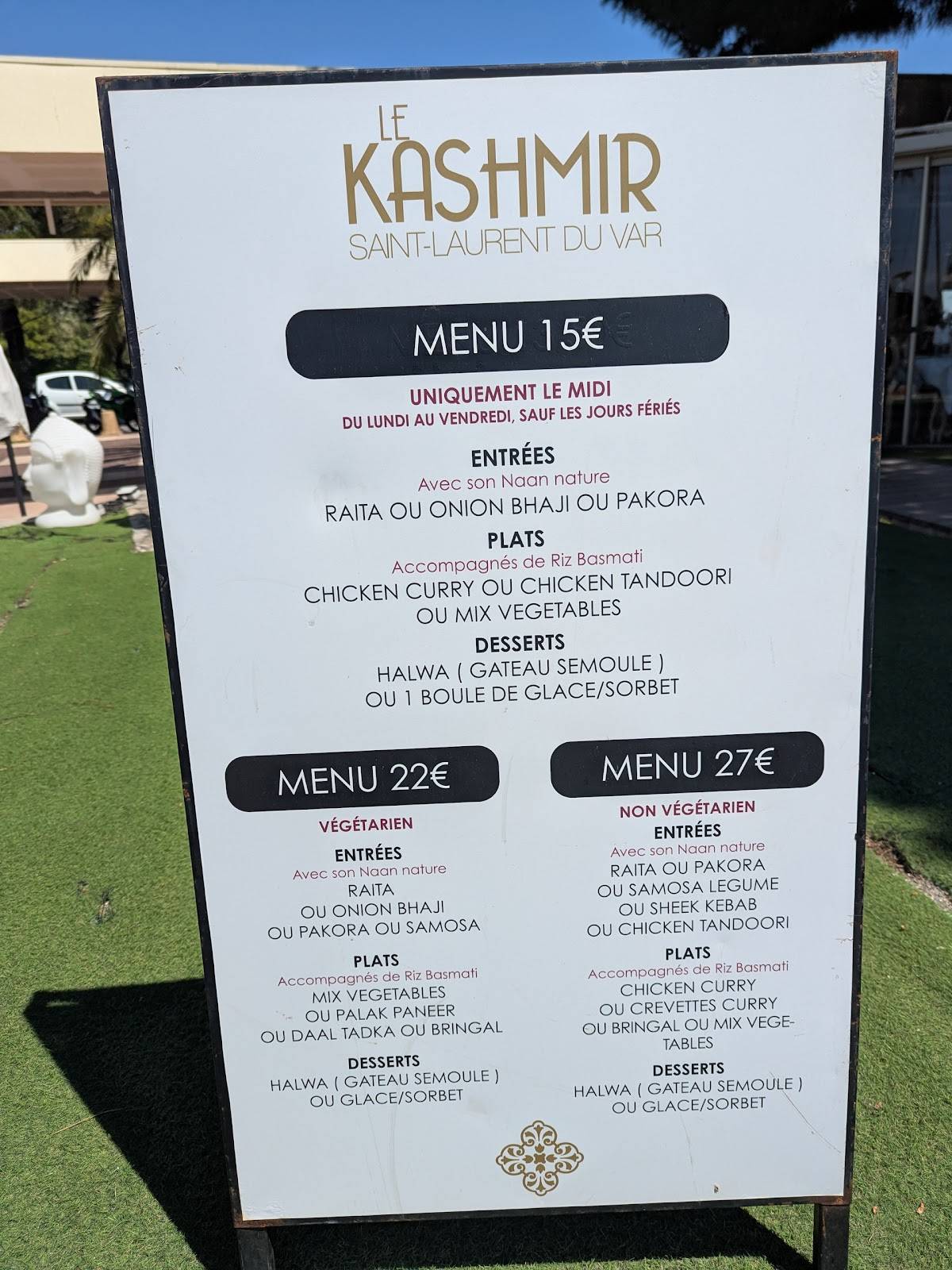 Menu de Le Kashmir Flots Bleus