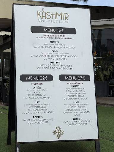 Menu de Le Kashmir Flots Bleus