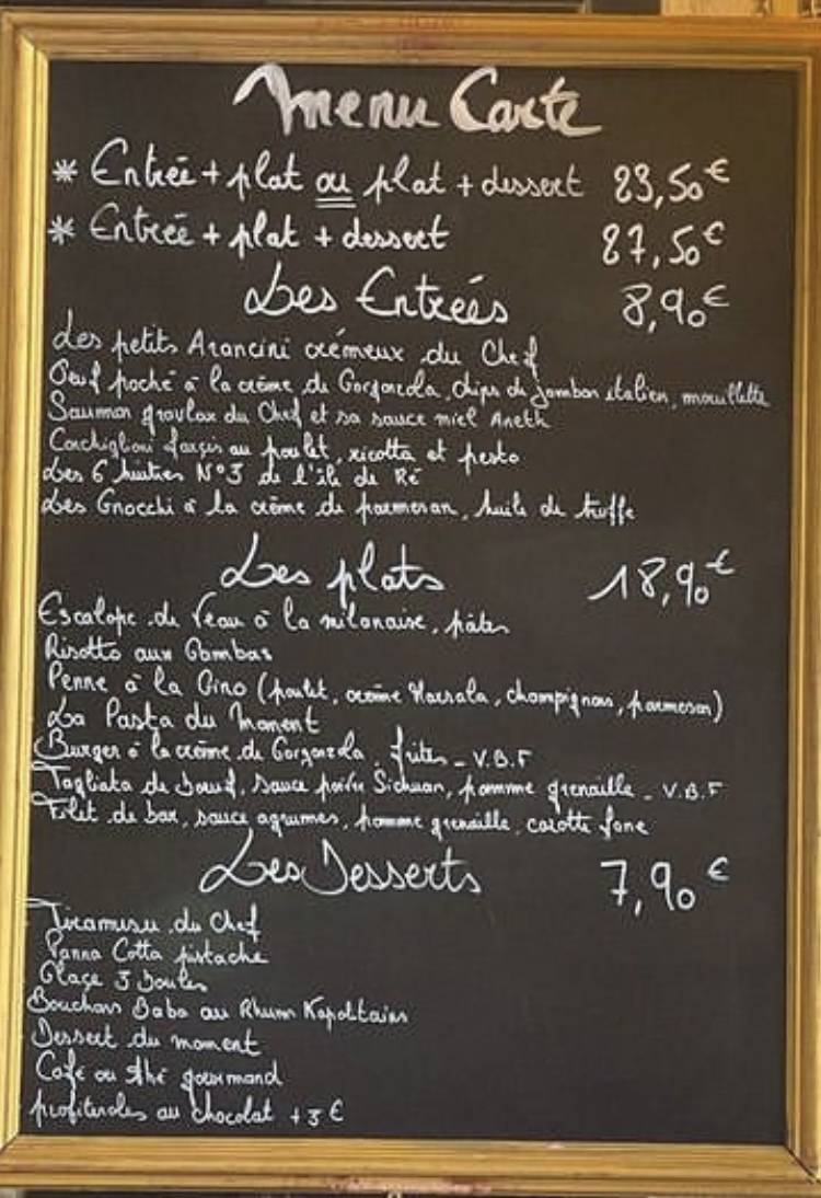 Menu de Le Ludoti