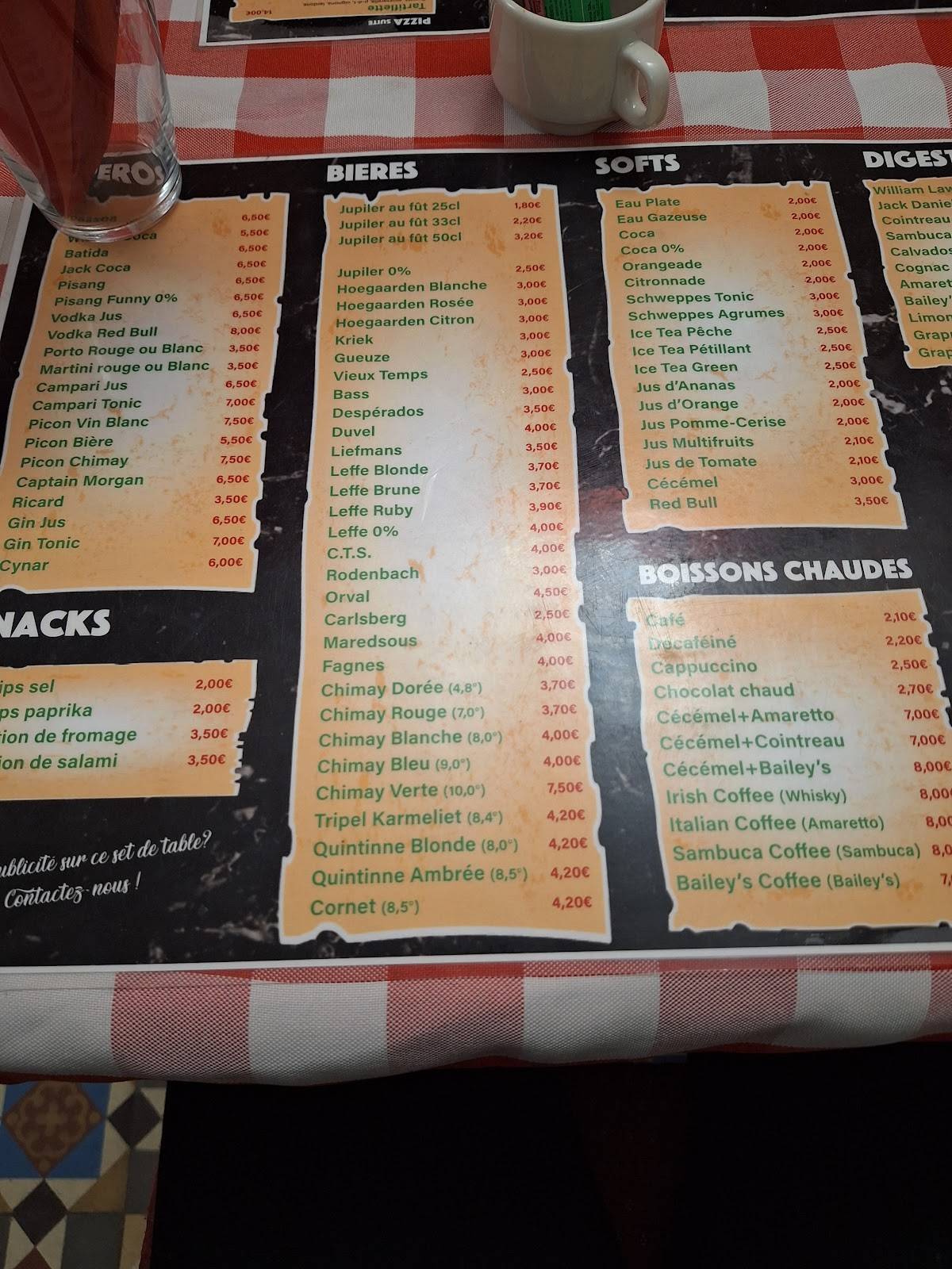 Menu de Le Marbrier