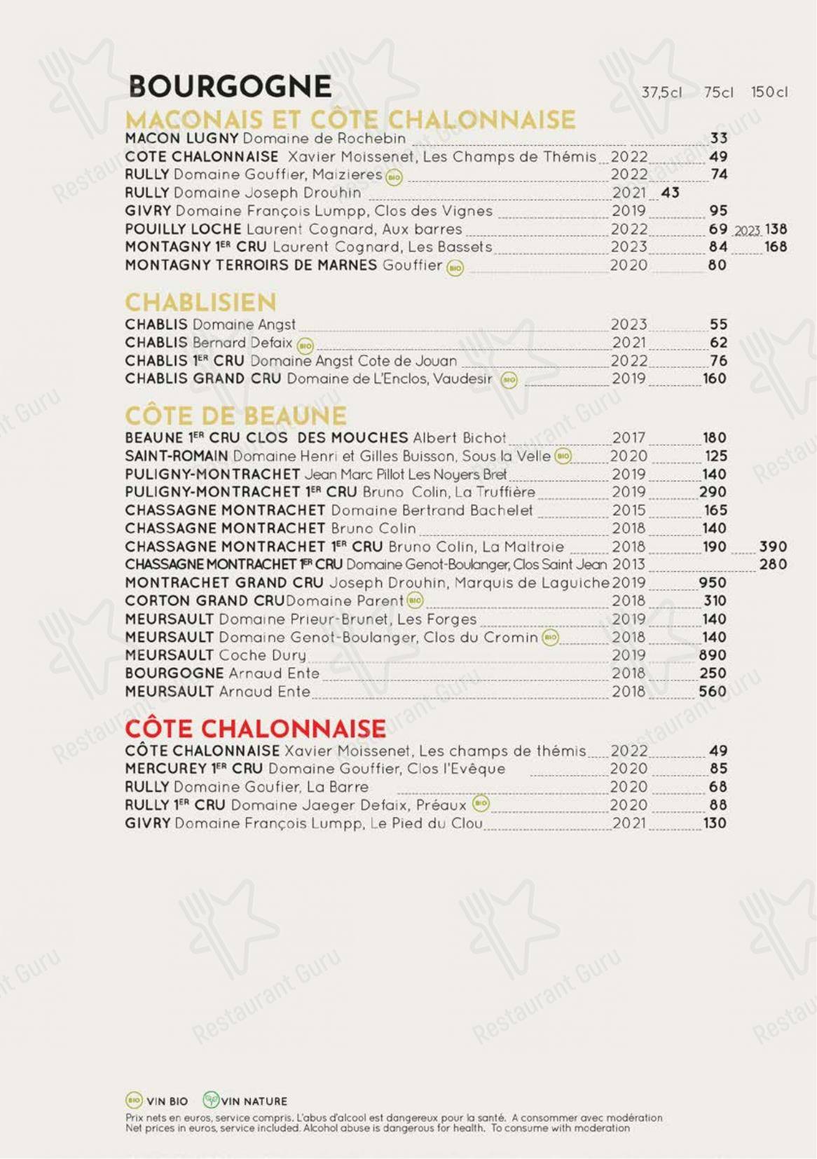 Menu pour Le Monchu - Основное меню