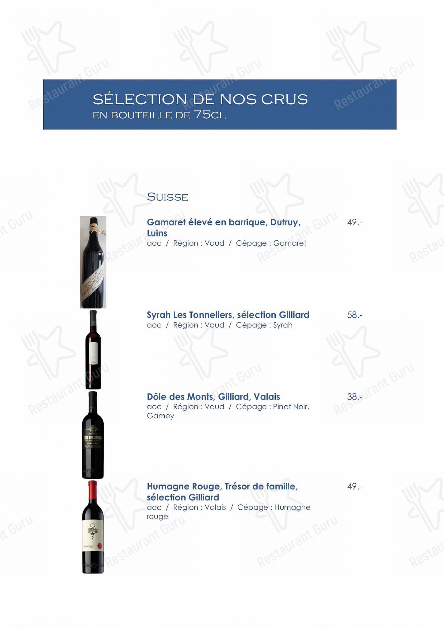 Menu per Hôtel-Restaurant Le Raisin caffè bar