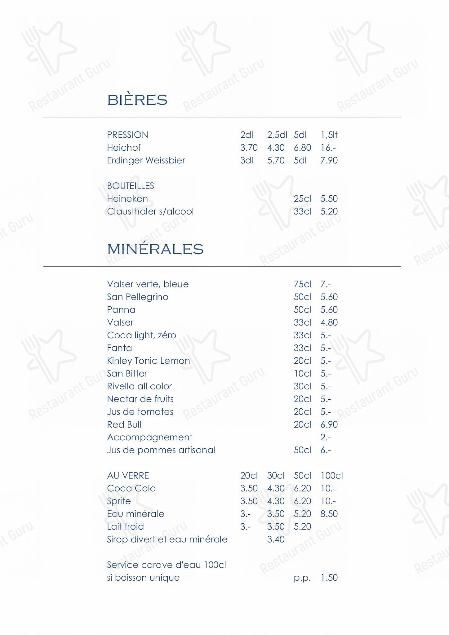 Menu per Hôtel-Restaurant Le Raisin caffè bar