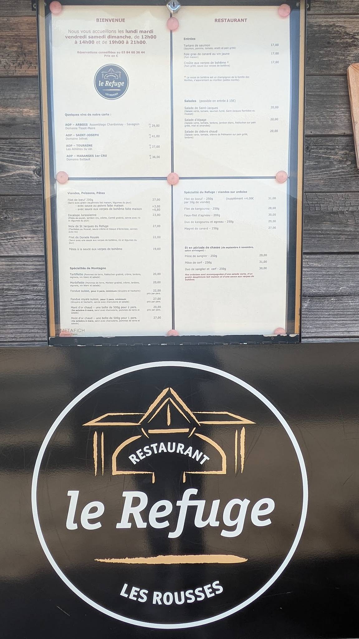 Menu de Le Refuge
