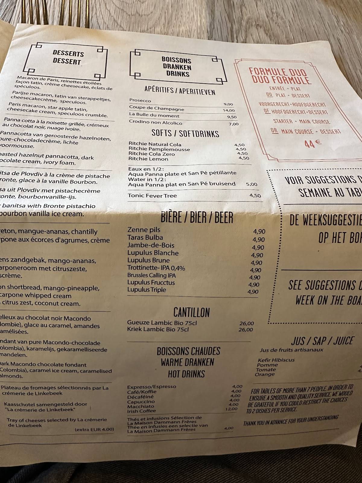 Menu de Le Selecto
