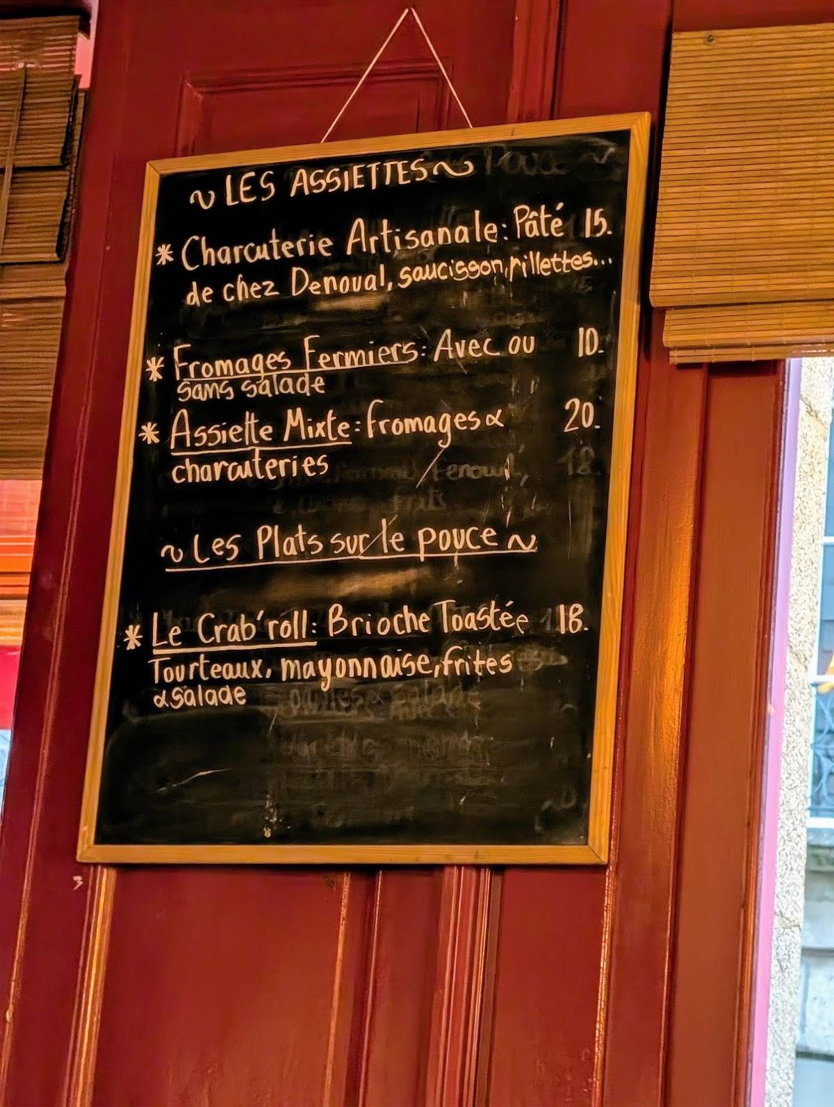 Menu de Le Tire Bouchon