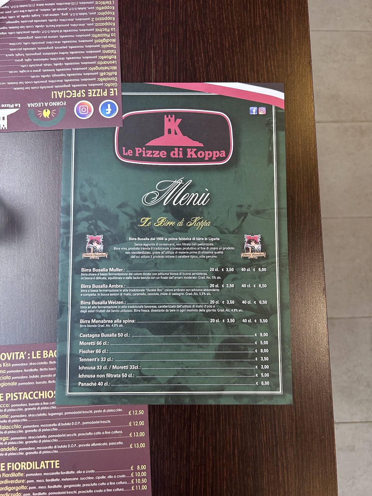 Menu di Le pizze di Koppa 