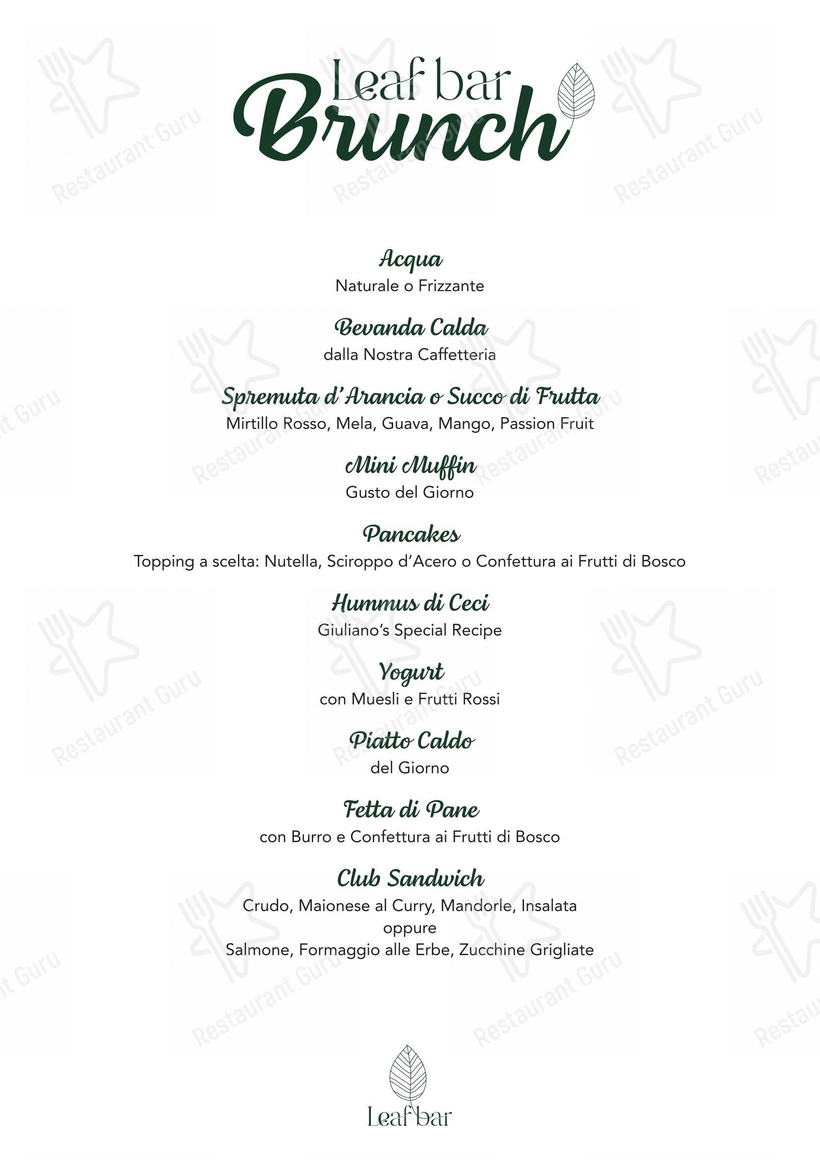 Menu di Leaf Bar - Основное меню