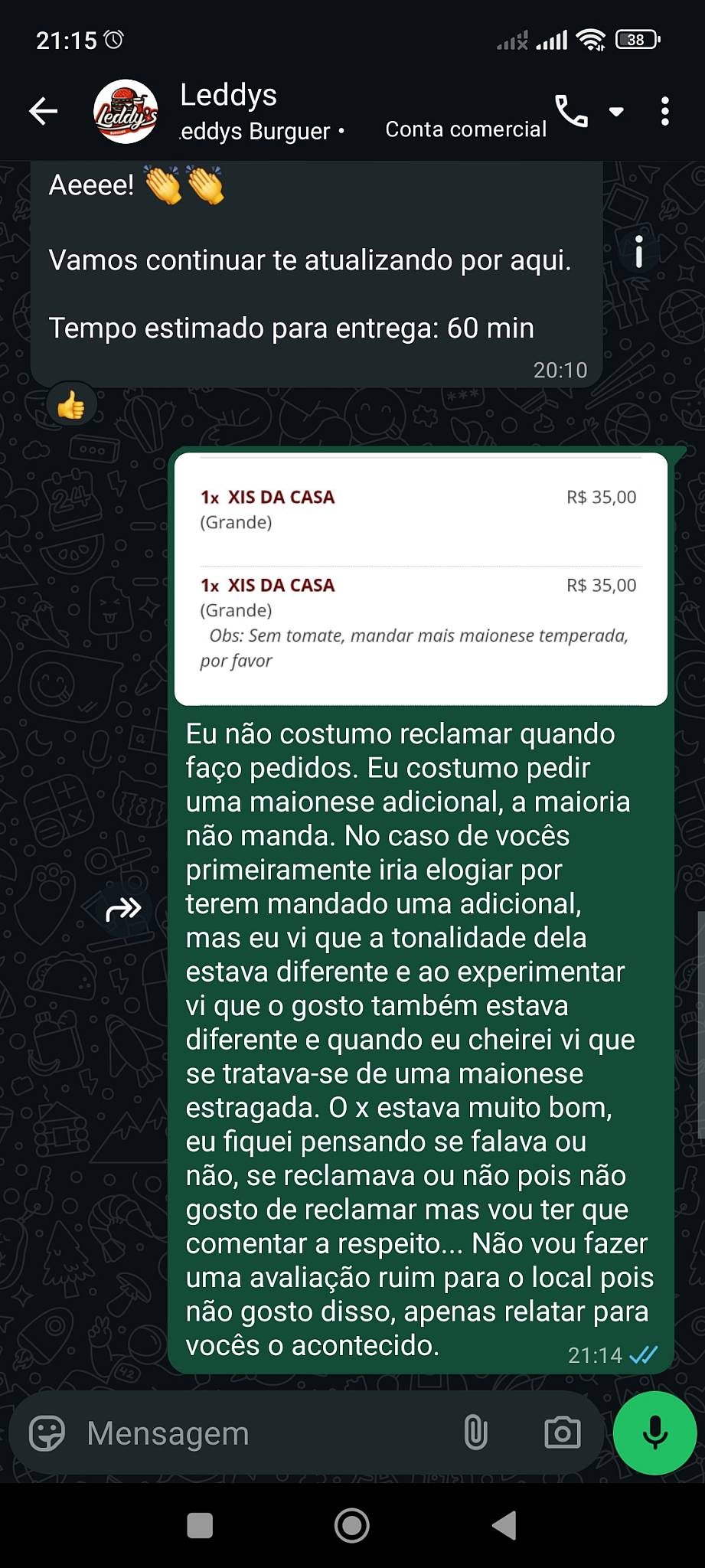 Leddy's Burguer cardápio
