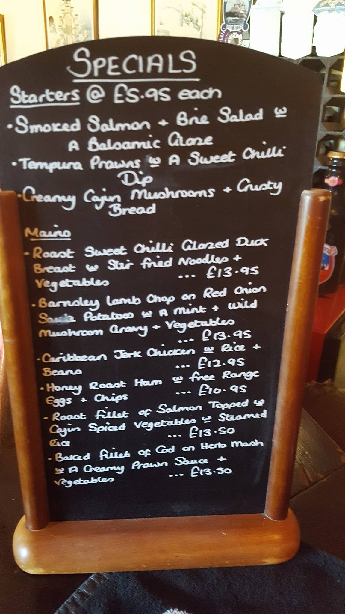 Menu at the star inn pub bar lessingham