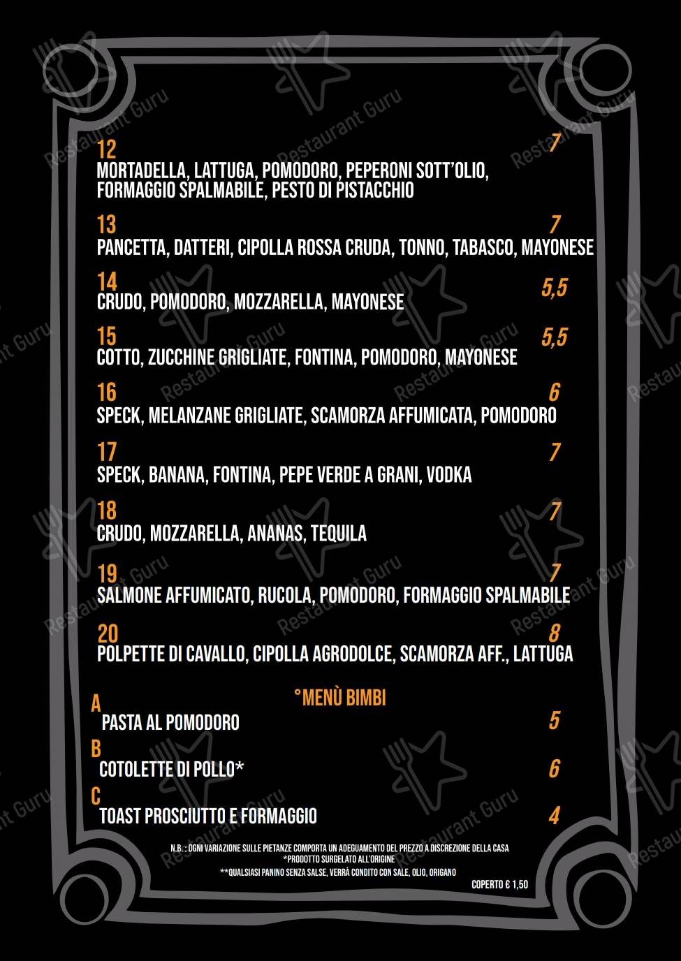 Menu per HornPub - Letojanni pub & bar