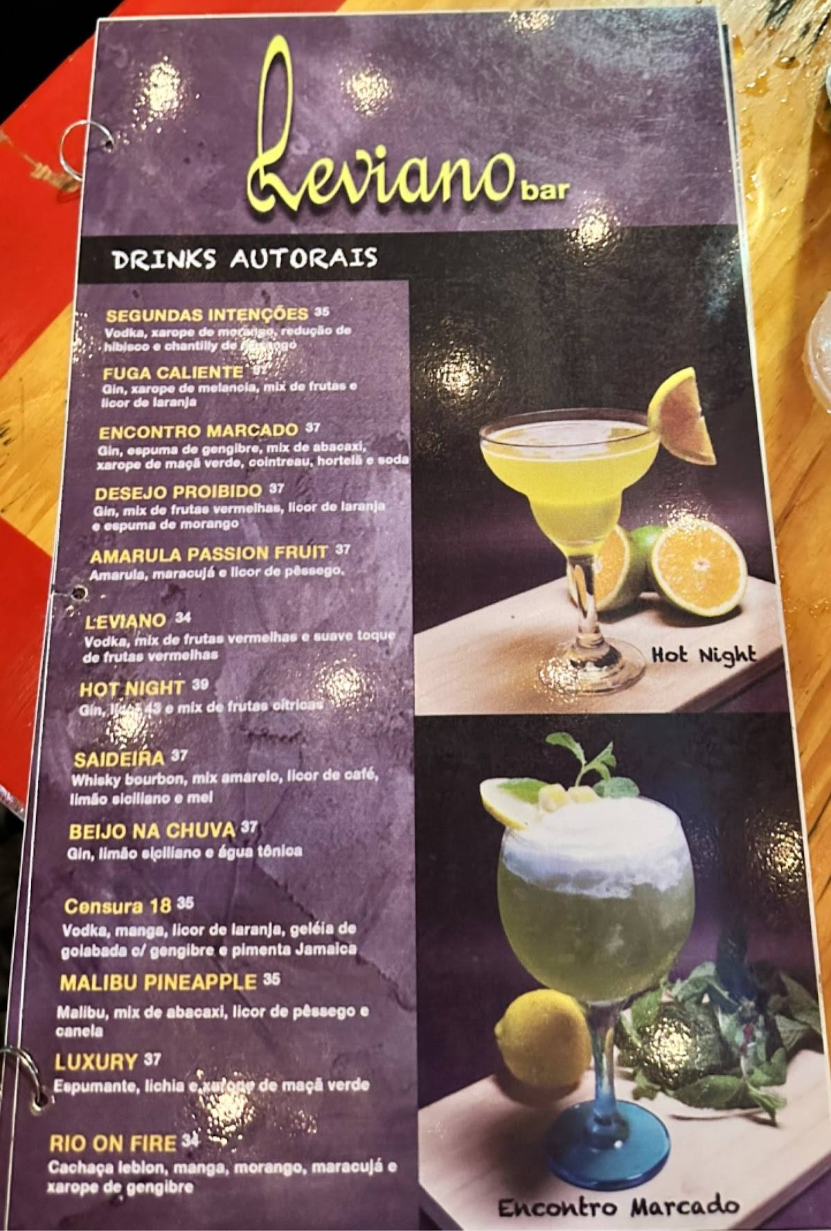Leviano Bar cardápio