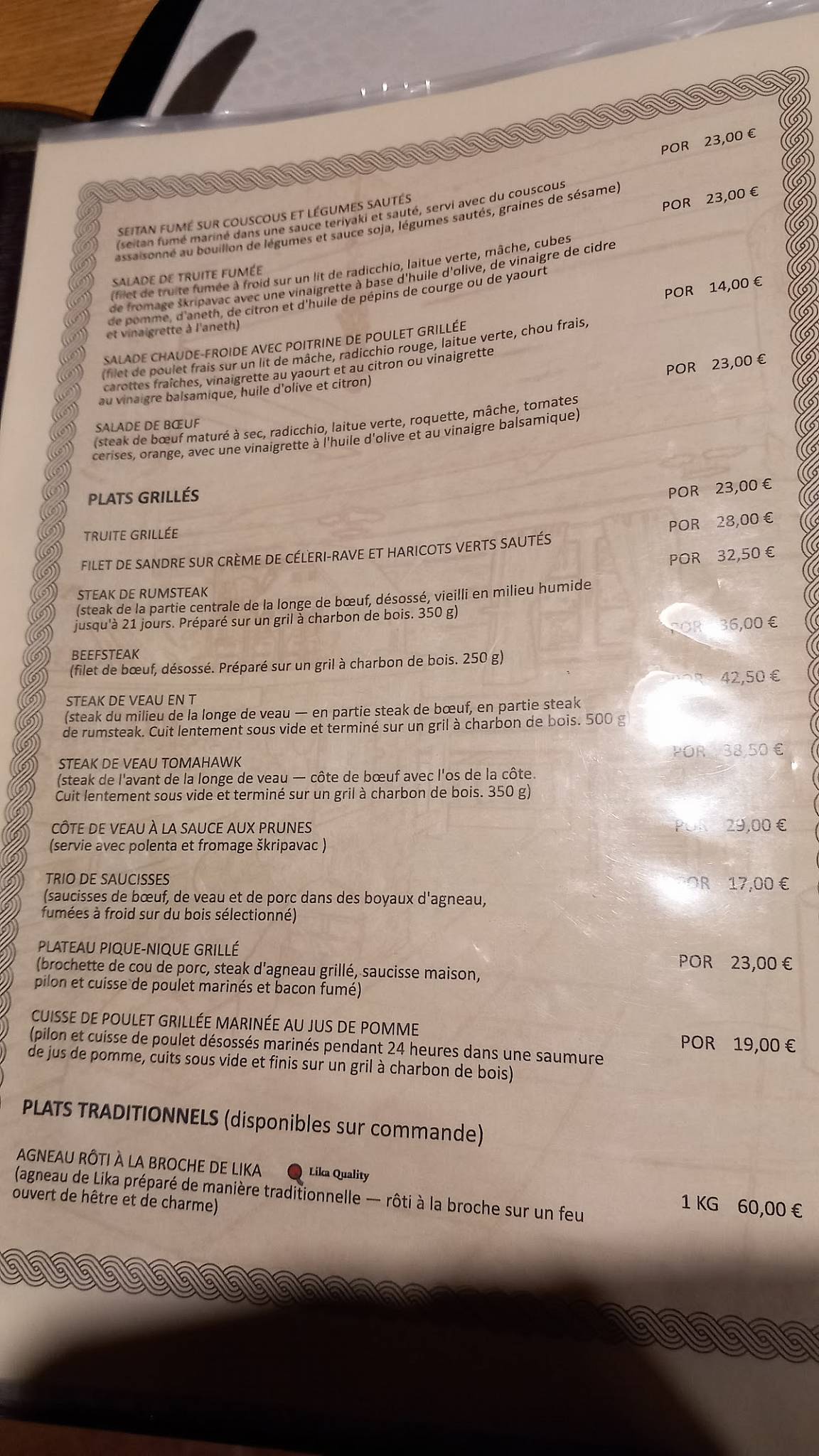 Menu de Lička kuća Restaurant - Plitvice Lakes