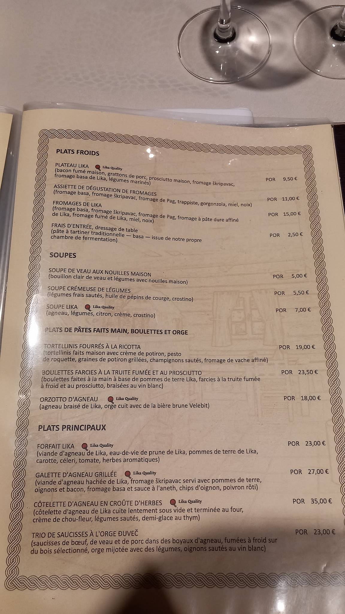 Menu de Lička kuća Restaurant - Plitvice Lakes